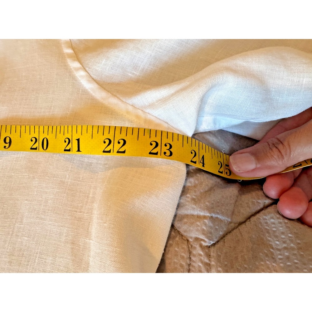 CHICOS Size 3 No Iron 100% Linen Button Up Blouse White Roll Tab Sleeve Shirt XL - Picture 8 of 9